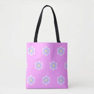 Retro Rainbow Flowers Tote Bag