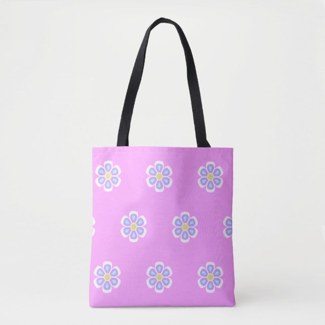 Retro Rainbow Flowers Tote Bag (Front)