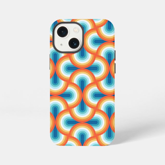 Retro Rainbow Geometric Pattern iPhone Case (Back)