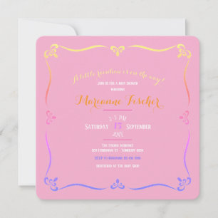 Retro Rainbow girl Baby Shower Invitation