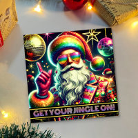 Retro Rainbow Glitter Ball Santa Xmas Disco Party