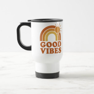 Retro Rainbow Good Vibes Travel Mug