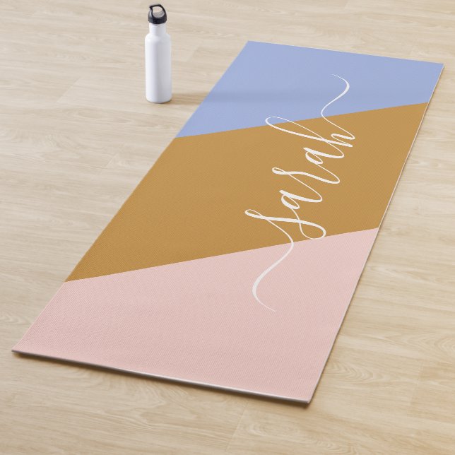 Retro Rainbow Graphic Personalised Name Yoga Mat (In Situ)