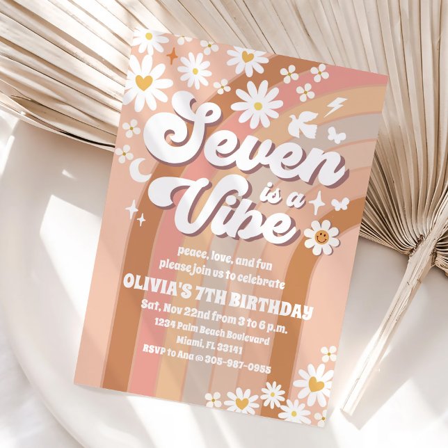 Retro Rainbow Groovy Birthday Invitation (Creator Uploaded)