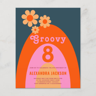 Retro Rainbow Groovy Birthday Party Budget Flyer