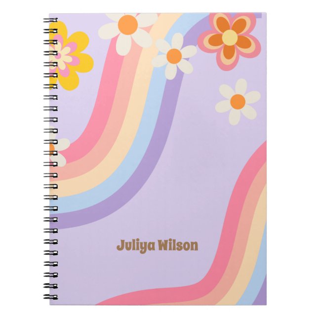  Retro Rainbow groovy Notebook (Front)