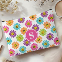Retro Rainbow Happy Daisy Pattern Monogrammed