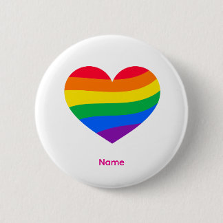 Retro Rainbow Heart - Cute Colourful Abstract Art 6 Cm Round Badge