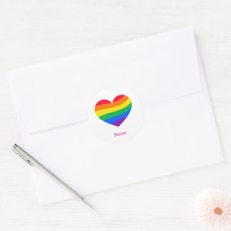 Retro Rainbow Heart - Cute Colourful Abstract Art Classic Round Sticker
