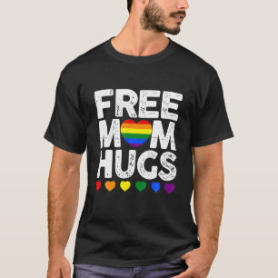 Retro Rainbow Heart Love Mum Hugs Gay LGBT Pride T-Shirt