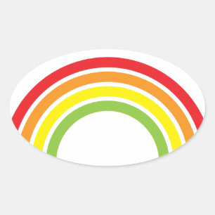 retro rainbow heart oval sticker