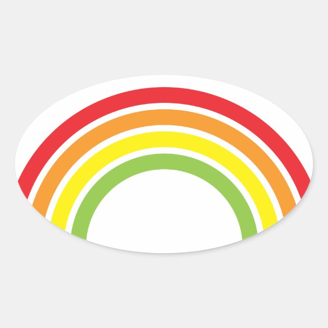 retro rainbow heart oval sticker (Front)