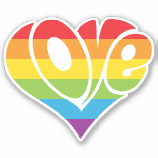 Retro Rainbow Heart-Shaped LOVE Sticker