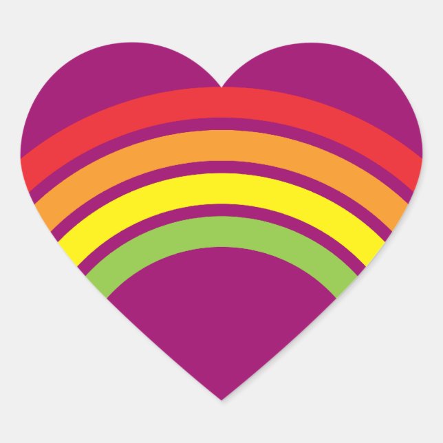 retro rainbow heart sticker (Front)