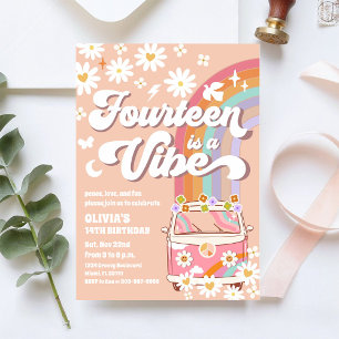 Retro Rainbow Hippie Birthday Invitation