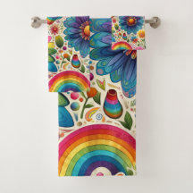 Retro Rainbow Hippie Floral