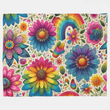 Retro Rainbow Hippie Floral
