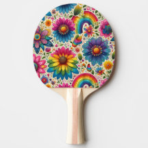 Retro Rainbow Hippie Floral