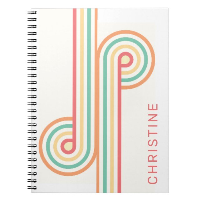 Retro Rainbow Line Art  Notebook (Front)