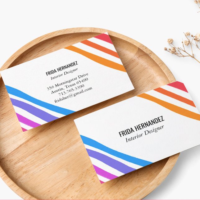 Retro Rainbow Minimalist Stripes Business Card (Creator Uploaded)