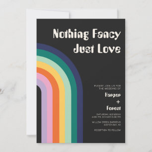 Retro Rainbow Modern 70s Dark Wedding Invitation