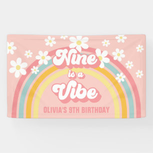 Retro Rainbow Nine is a Vibe Groovy 9th Birthday Banner