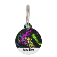 Retro Rainbow of Neon Paint Splatters on Black