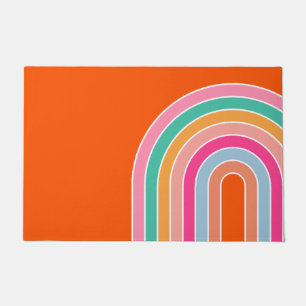 Retro Rainbow Orange Doormat