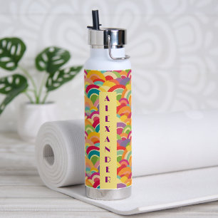 Retro Rainbow pattern No4 Personalised Name Water Bottle