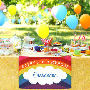 Retro Rainbow Personalised Name Happy Birthday Banner