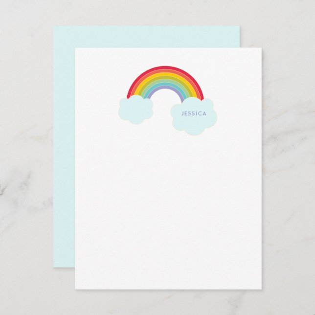 Retro Rainbow Personalised Stationery for Kids Card (Front/Back)