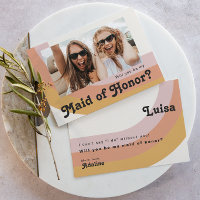 Retro Rainbow | Photo Maid of Honour Proposal Card