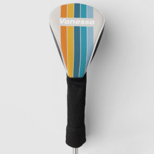 Retro Rainbow Pin Striping with Name Golf Head Cover