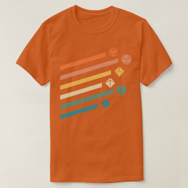Retro Rainbow Polyhedral Dice Set Colours Tabletop T-Shirt (Design Front)