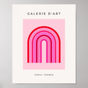 Retro Rainbow Preppy Pink And Red Arch Poster