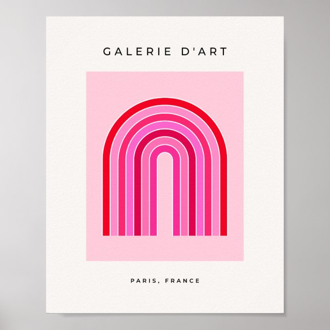 Retro Rainbow Preppy Pink And Red Arch Poster (Front)