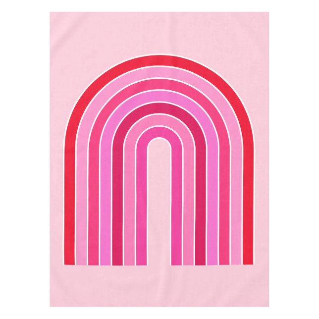 Retro Rainbow Preppy Pink And Red Arch Tablecloth (Front)