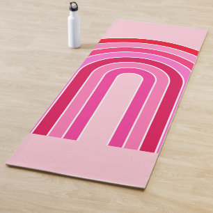 Retro Rainbow Preppy Pink And Red Arch Yoga Mat
