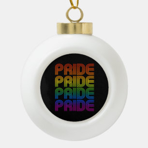 Retro Rainbow Pride Ceramic Ball Christmas Ornament