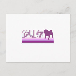 Retro Rainbow Pug in Purple Postcard