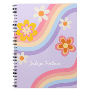 Retro Rainbow  purple  Notebook