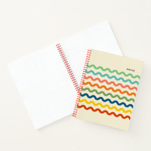 Retro Rainbow Ric Rac Stripes with Custom Text Notebook