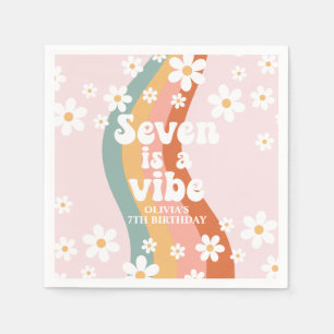 Retro Rainbow Seven is a Vibe Daisy 7th Birthday Napkin