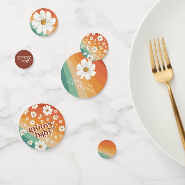 Retro Rainbow Seventies Stripes | Daisy Floral  Confetti (Group)