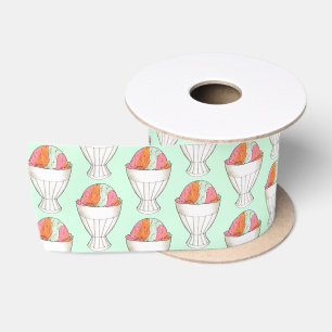 Retro Rainbow Sherbet Ice Cream Dessert Mint Green Satin Ribbon