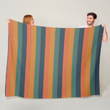 Retro rainbow stripe fleece blanket