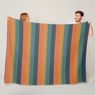Retro rainbow stripe fleece blanket