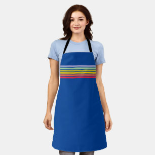 Retro Rainbow Stripe on Blue Apron