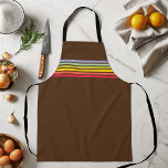 Retro Rainbow Stripe on Brown Apron<br><div class="desc">customise to change the background colour</div>