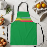 Retro Rainbow Stripe on Green Apron<br><div class="desc">customise to change the background colour</div>